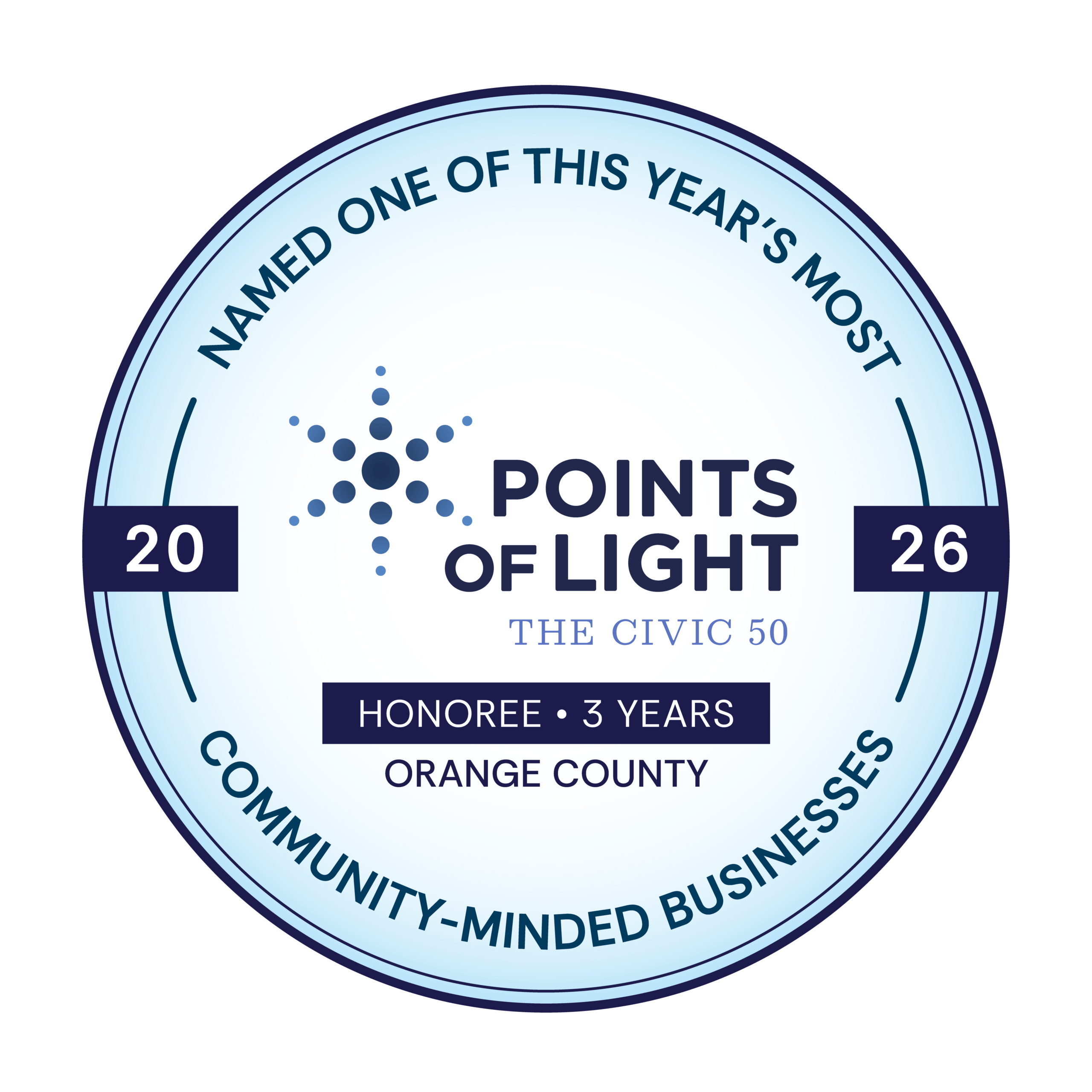 Civic 50 - Region Badges - Orange County 3 year in a row.