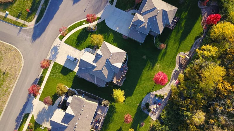 A birds eye view of homes, where Aldrich offers real estate developers accounting services