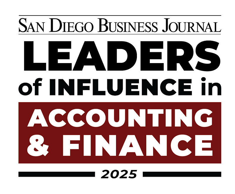 SDBJ Leaders of Influence in Accounting and Finance 2025 award logo.