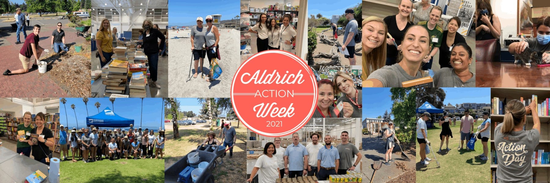 A collage of our employees during Aldrich Action week. All our locations and employees participated in community service events in their areas.