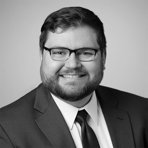 Morgan McFadden's headshot in black and white.