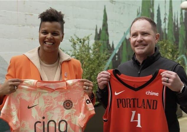 From left, Karina LeBlanc, EVP of Strategic Growth + Development at RAJ Sports and John Lauseng, CEO + Partner at Aldrich