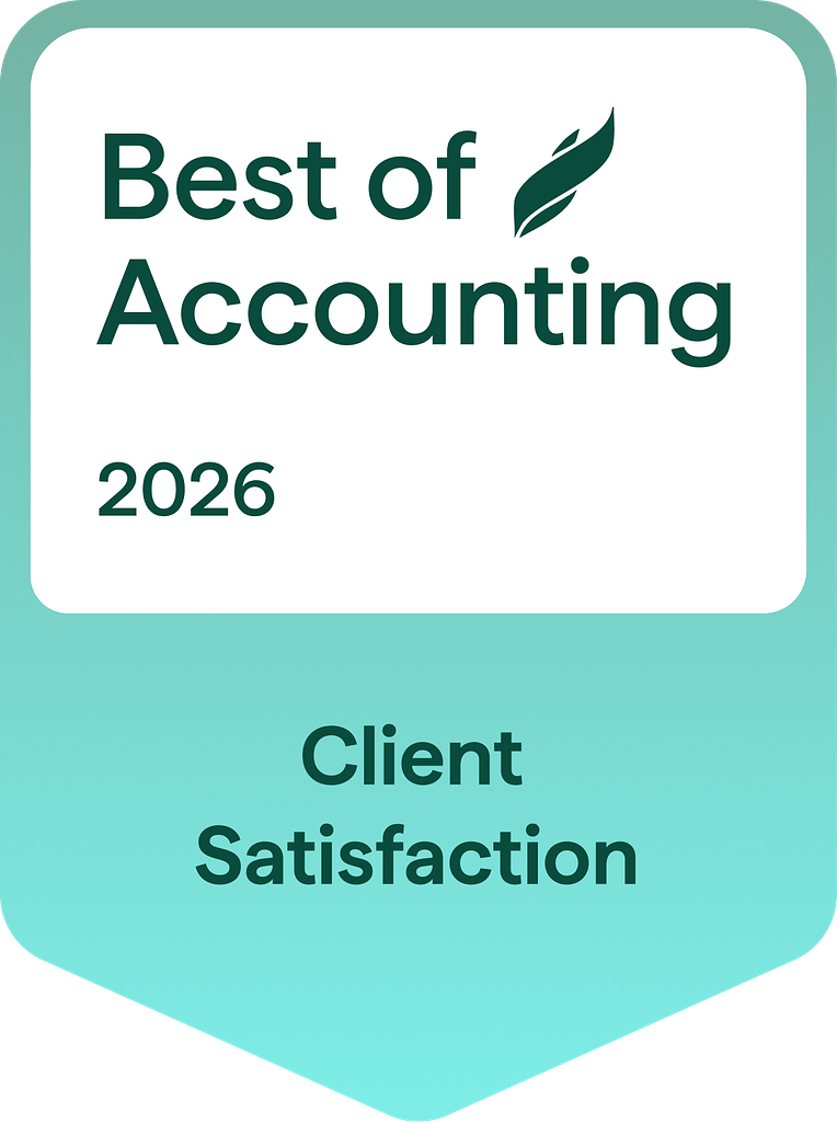 Logo for the Clearly Rated 2026 Best of Accounting in Client Satisfaction.