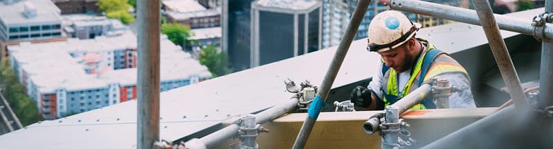 Construction worker, outside, working