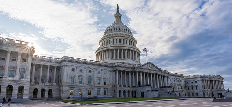 The US Capitol with clear blue sky