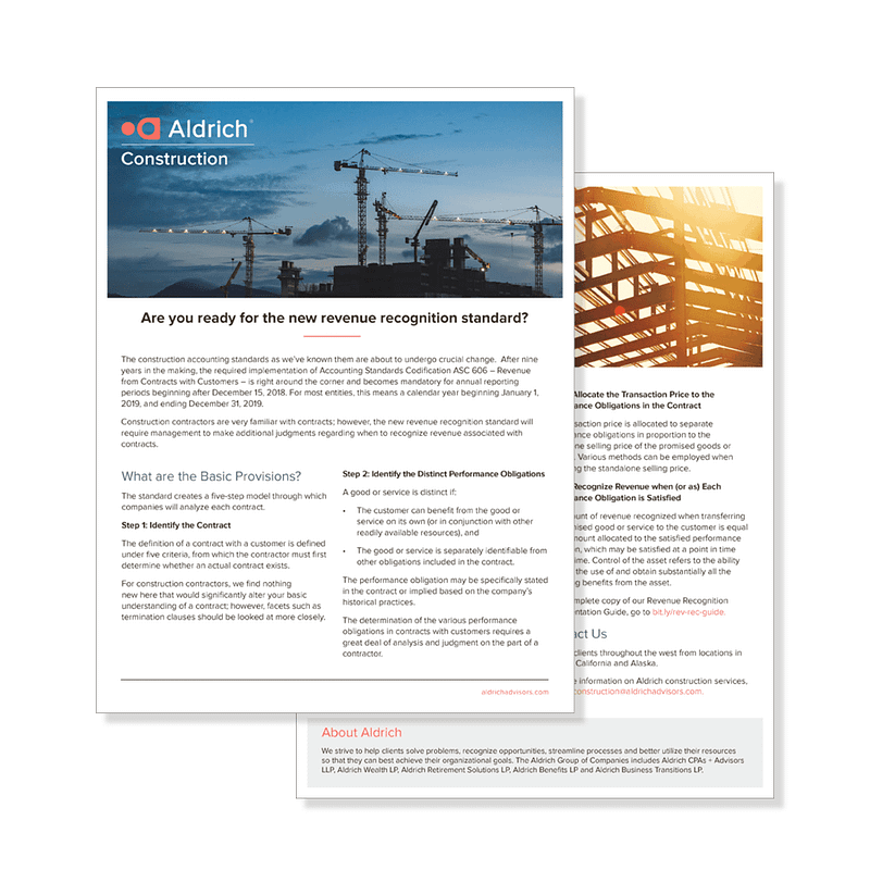 A preview of the Construction Revenue Recognition form.