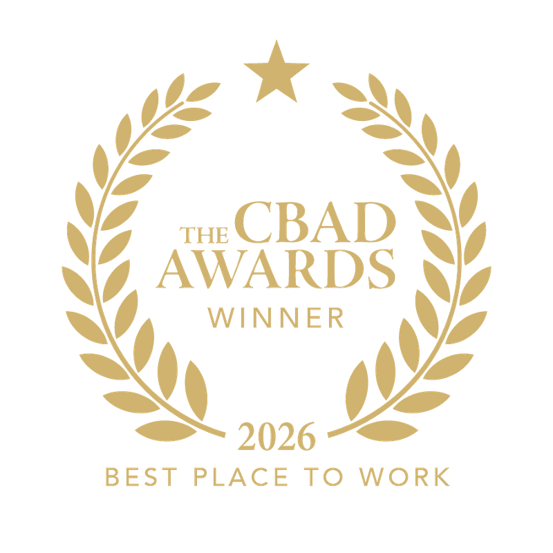 Gold logo for the CBAD Awards Winner for the 2026 Best Place to Work Award, in which Aldrich's Carlsbad Office, offering CPA, Wealth, and business advisory services, won.