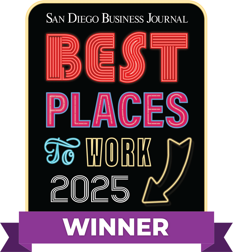 Aldrich's 2025 San Diego Business Journal Best Place to Work winning logo.