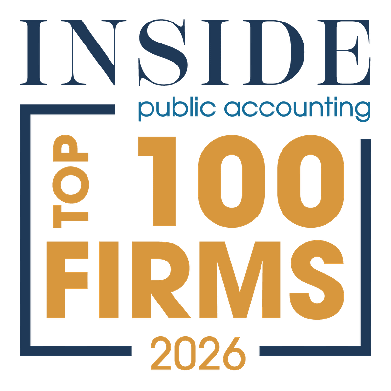 Inside Public Accounting logo from 2026, in which Aldrich was ranked among the top 100 firms for 2026.
